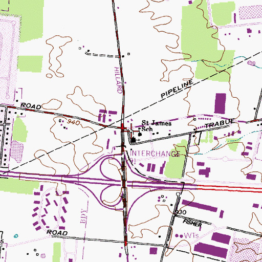 Topographic Map of Saint James Lutheran Cemetery, OH