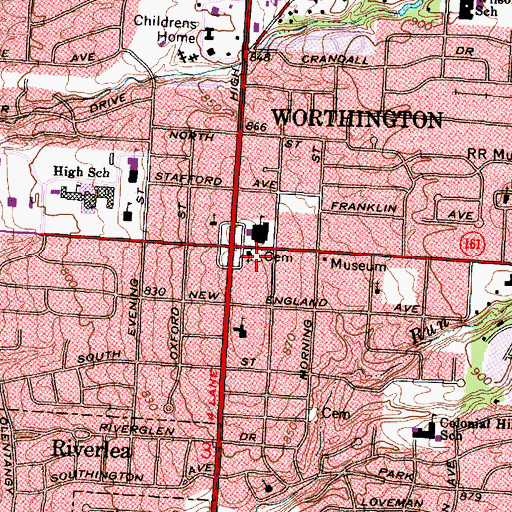 Topographic Map of Saint Johns Cemetery, OH