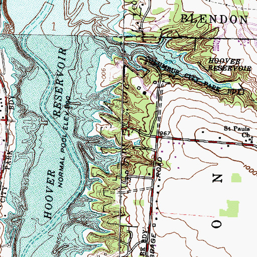 Topographic Map of Saint Pauls Lutheran Cemetery, OH
