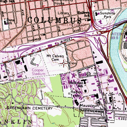 Topographic Map of Temple Israel Cemetery, OH