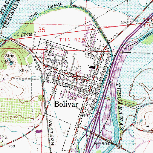 Topographic Map of Bolivar United Methodist Church, OH