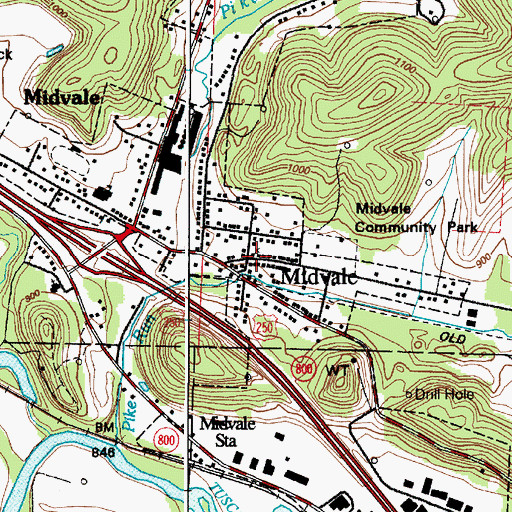 Topographic Map of Midvale Church of God, OH