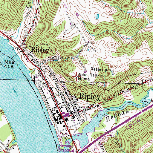 Topographic Map of Rankin House State Memorial, OH