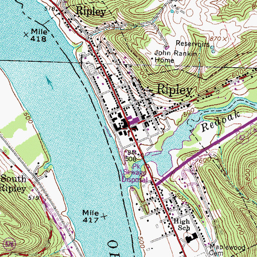 Topographic Map of Union Township Public Library, OH