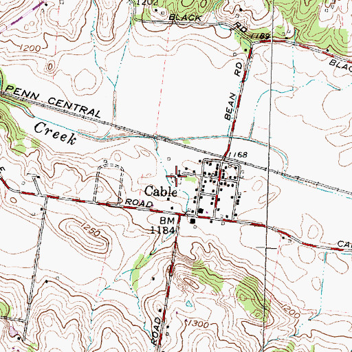 Topographic Map of Cable Cemetery, OH