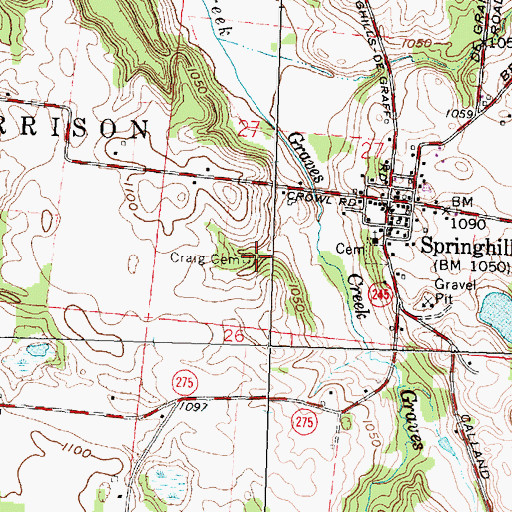 Topographic Map of Craig Cemetery, OH