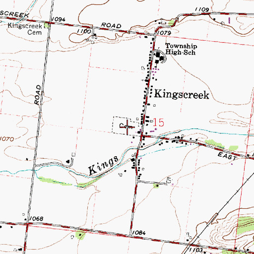Topographic Map of Kingscreek Baptist Cemetery, OH