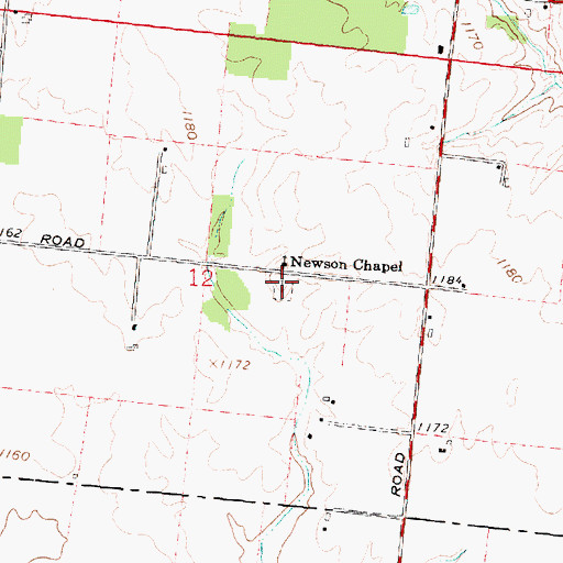Topographic Map of Newsom Chapel Cemetery, OH