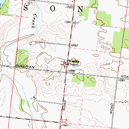 Topographic Map of Wesley Chapel Cemetery, OH