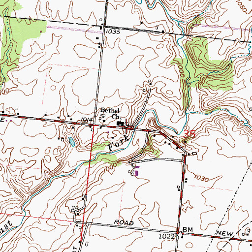 Topographic Map of Bethel Baptist Cemetery, OH