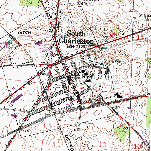 Topographic Map of Methodist Cemetery, OH
