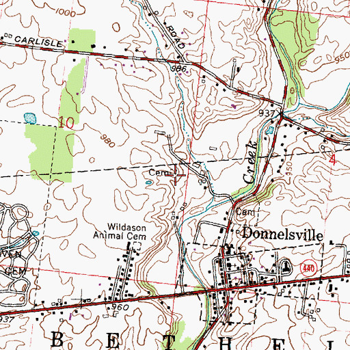 Topographic Map of Old Donnelsville Cemetery, OH