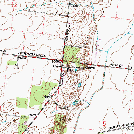 Topographic Map of Pleasant Grove Cemetery, OH