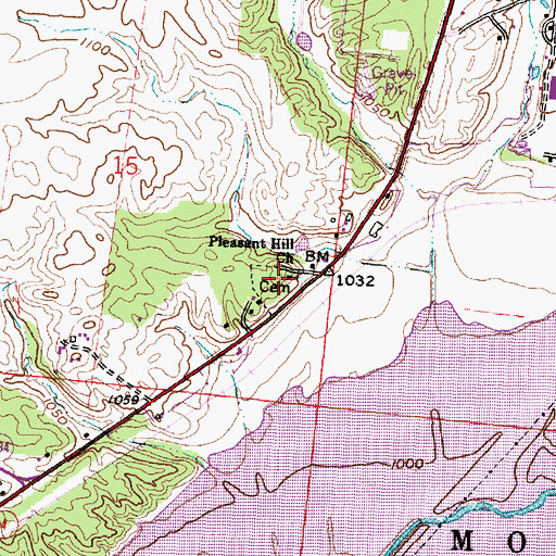Topographic Map of Pleasant Hill Cemetery, OH