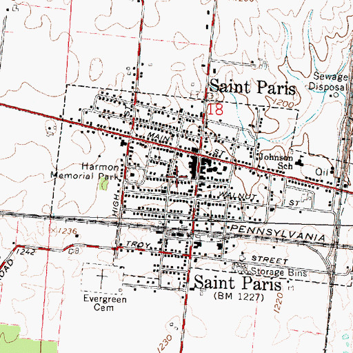 Topographic Map of First Baptist Church, OH