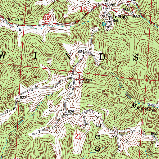 Topographic Map of Centenary Cemetery, OH