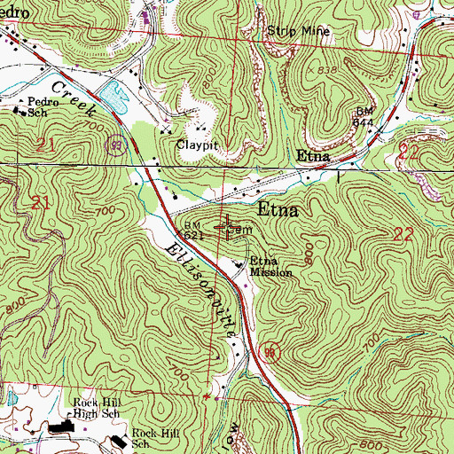 Topographic Map of Etna Furnace Cemetery, OH