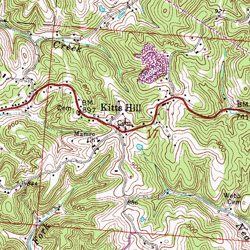 Topographic Map of Kitts Cemetery, OH