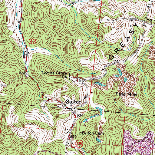 Topographic Map of Locust Grove Methodist Episcopal Cemetery, OH