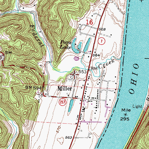 Topographic Map of Miller Cemetery, OH