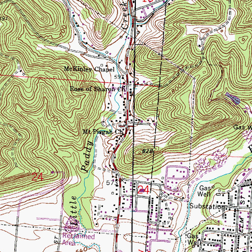 Topographic Map of Mount Pisgah Cemetery, OH