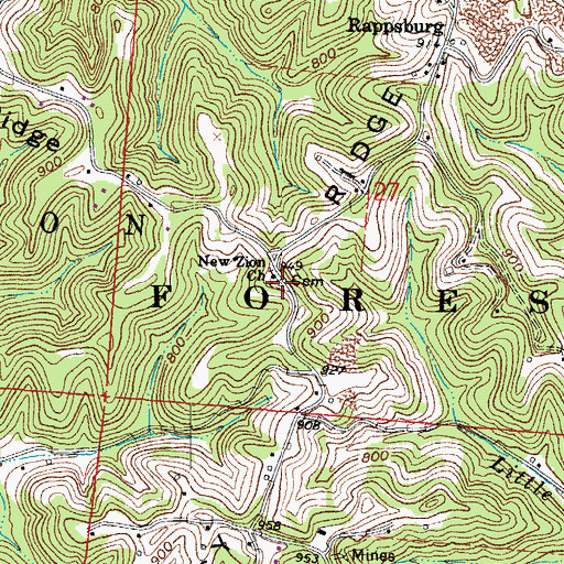 Topographic Map of New Zion Cemetery, OH