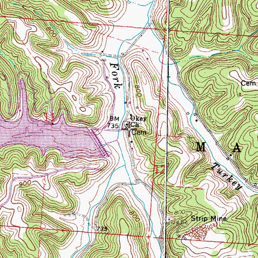 Topographic Map of Okey Cemetery, OH