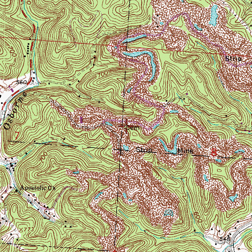 Topographic Map of Pigeon Hollow Cemetery, OH