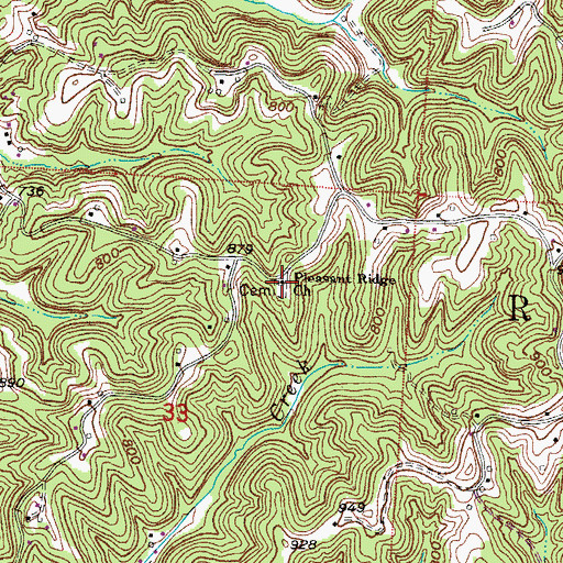 Topographic Map of Pleasant Ridge Cemetery, OH