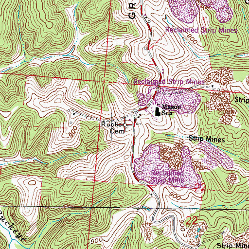 Topographic Map of Rucker Cemetery, OH