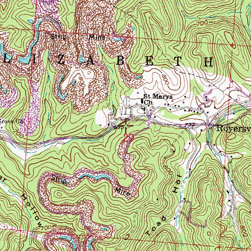 Topographic Map of Saint Marys Catholic Cemetery, OH
