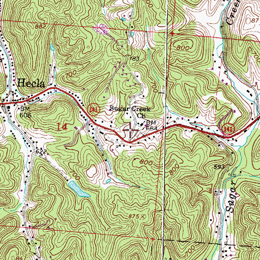 Topographic Map of Sugar Creek Cemetery, OH