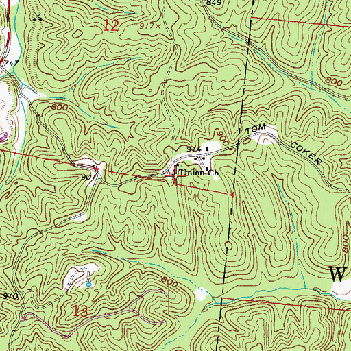 Topographic Map of Union Baptist Cemetery, OH