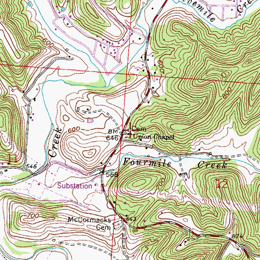 Topographic Map of Union Chapel Cemetery, OH