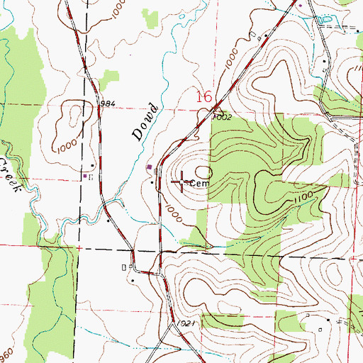 Topographic Map of Banbury Cemetery, OH