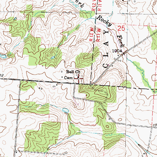 Topographic Map of Bell Cemetery, OH