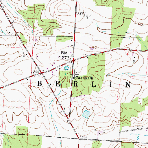 Topographic Map of Berlin Methodist Episcopal Cemetery, OH