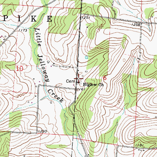 Topographic Map of Bigelow Cemetery, OH