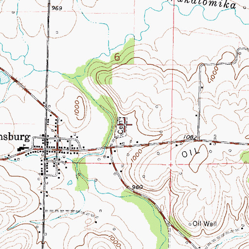 Topographic Map of Bladensburg Cemetery, OH