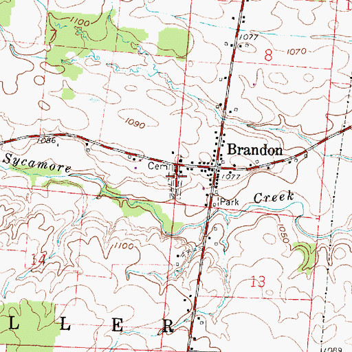 Topographic Map of Brandon Cemetery, OH