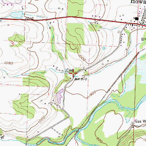 Topographic Map of Branstool - Critchfield - Shrimplin Cemetery, OH