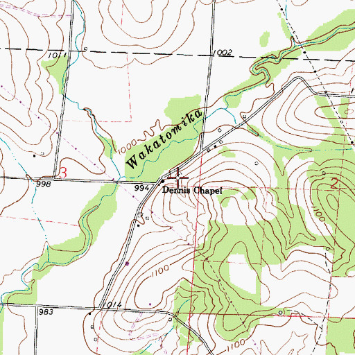 Topographic Map of Dennis Cemetery, OH