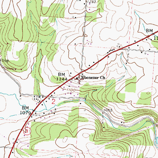 Topographic Map of Ebenezer Cemetery, OH