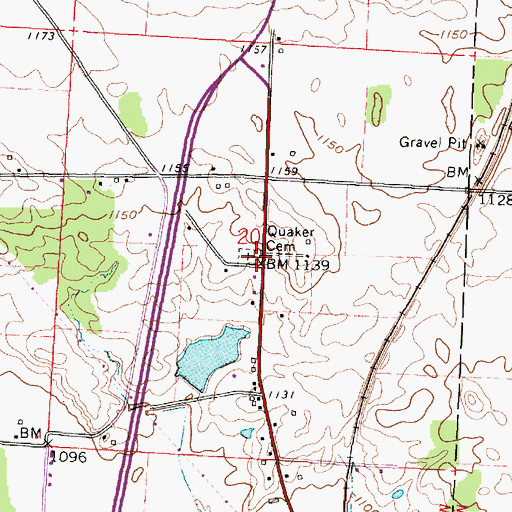 Topographic Map of Friends Cemetery, OH