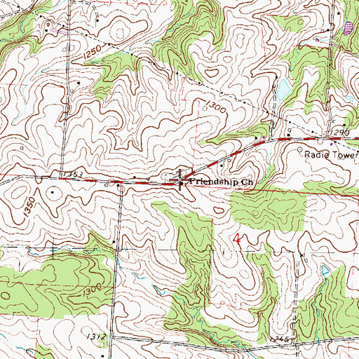 Topographic Map of Friendship Cemetery, OH