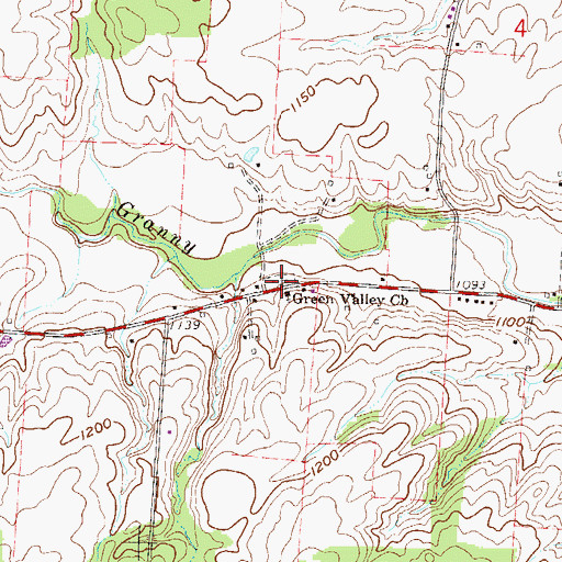 Topographic Map of Green Valley Methodist Protestant Cemetery, OH