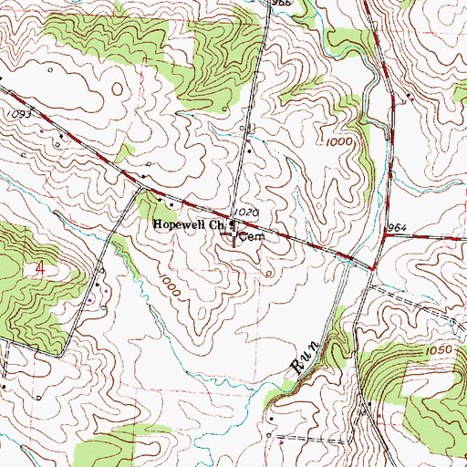 Topographic Map of Hopewell Cemetery, OH