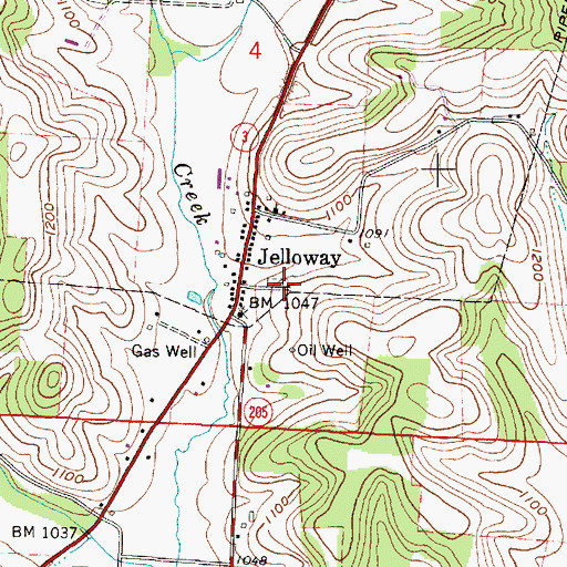 Topographic Map of Jelloway Methodist Episcopal Cemetery, OH