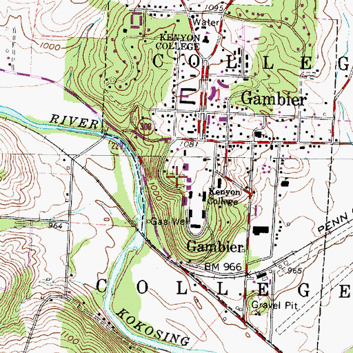 Topographic Map of Kenyon Cemetery, OH