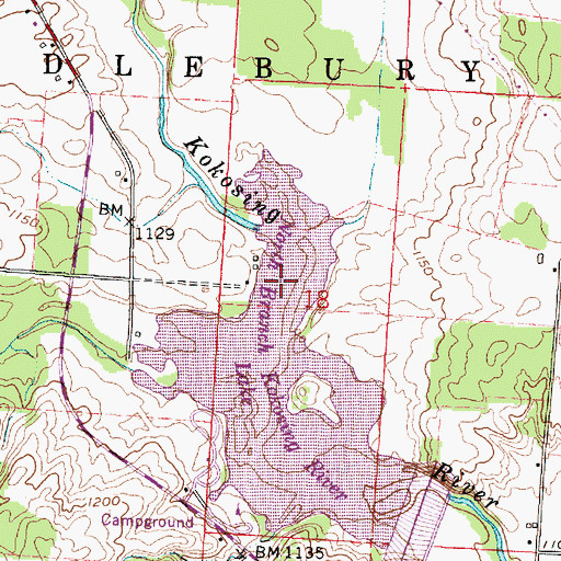 Topographic Map of Kokosing Wildlife Area, OH